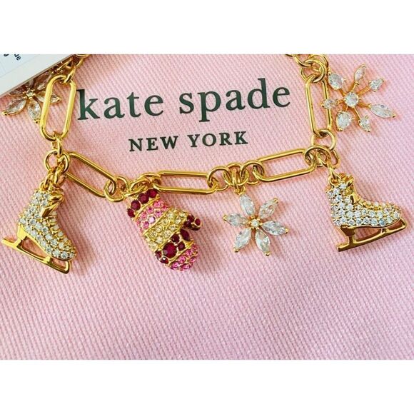 Kate Spade NWT Winter charm bracelet - Ice Skate, Snowflake, Mitten - Picture 6 of 9